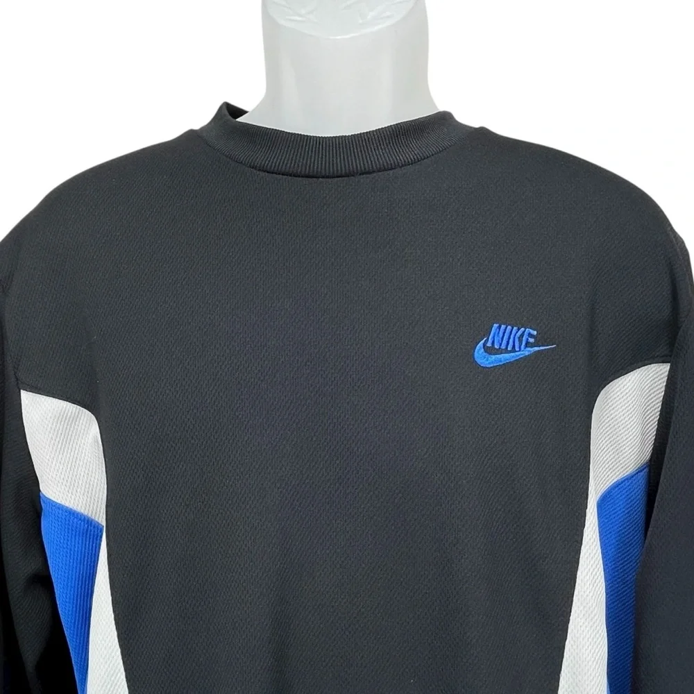 Vintage‎ Y2K Nike Men’s Large Long Sleeve Athletic Shirt Black Blue Gray